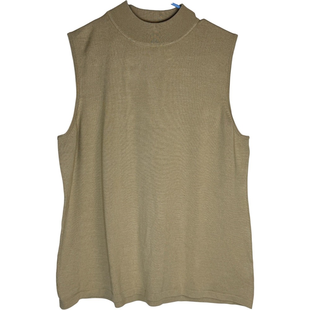 JOSEPHINE‎ CHAUS Womens XL Sleeveless Mock Neck Knit Sweater Top Silk Nylon Gold